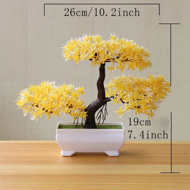 Bonsái Artificial Decorativo con Maceta Blanca — Planta Sintética para Hogar y Oficina