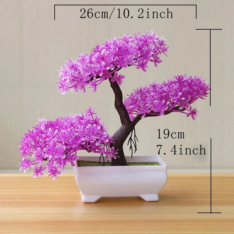Bonsái Artificial Decorativo con Maceta Blanca — Planta Sintética para Hogar y Oficina