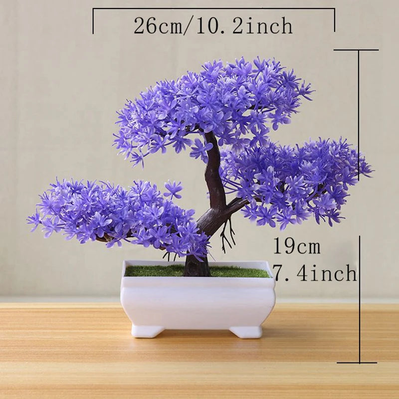 Bonsái Artificial Decorativo con Maceta Blanca — Planta Sintética para Hogar y Oficina