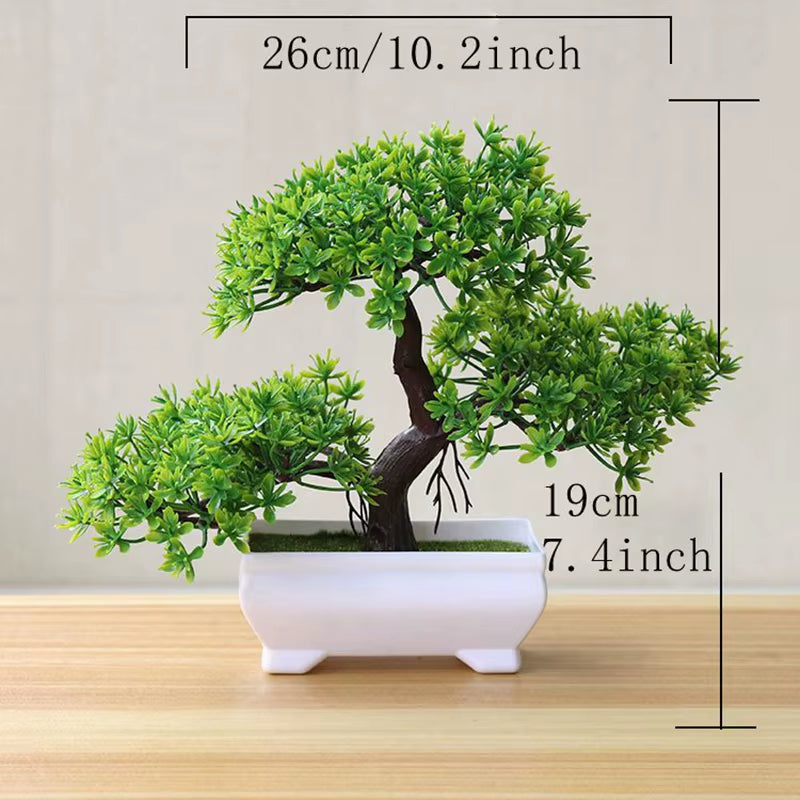 Bonsái Artificial Decorativo con Maceta Blanca — Planta Sintética para Hogar y Oficina