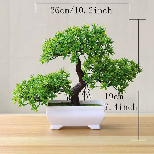 Bonsái Artificial Decorativo con Maceta Blanca — Planta Sintética para Hogar y Oficina