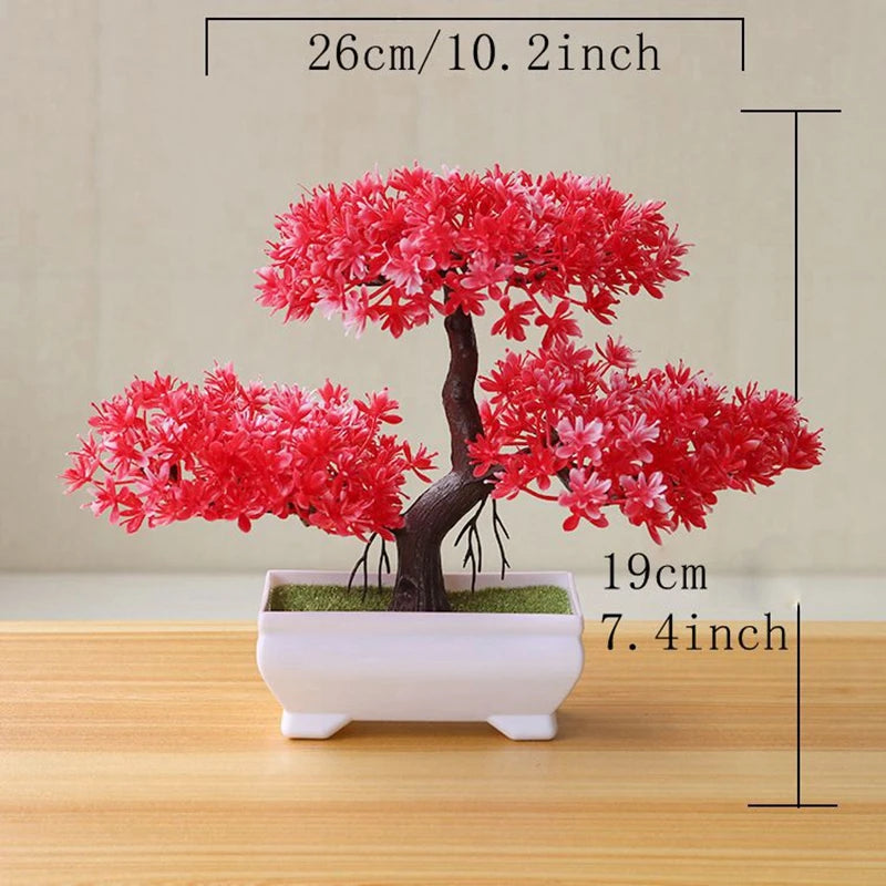 Bonsái Artificial Decorativo con Maceta Blanca — Planta Sintética para Hogar y Oficina