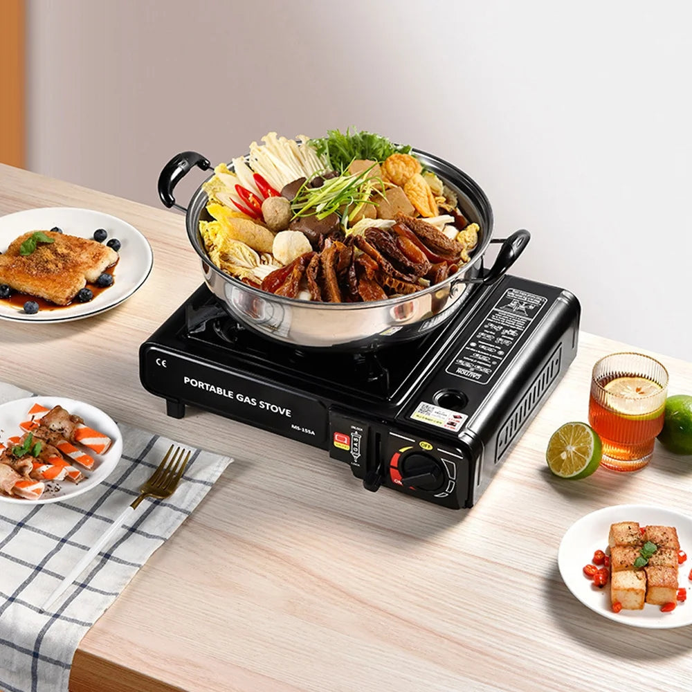Horno portátil para exteriores con fuego ajustable, 2900W, unidad de cocina ligera, equipo de cocina para camping, barbacoa y cocina de olla caliente, con caja de almacenamiento.