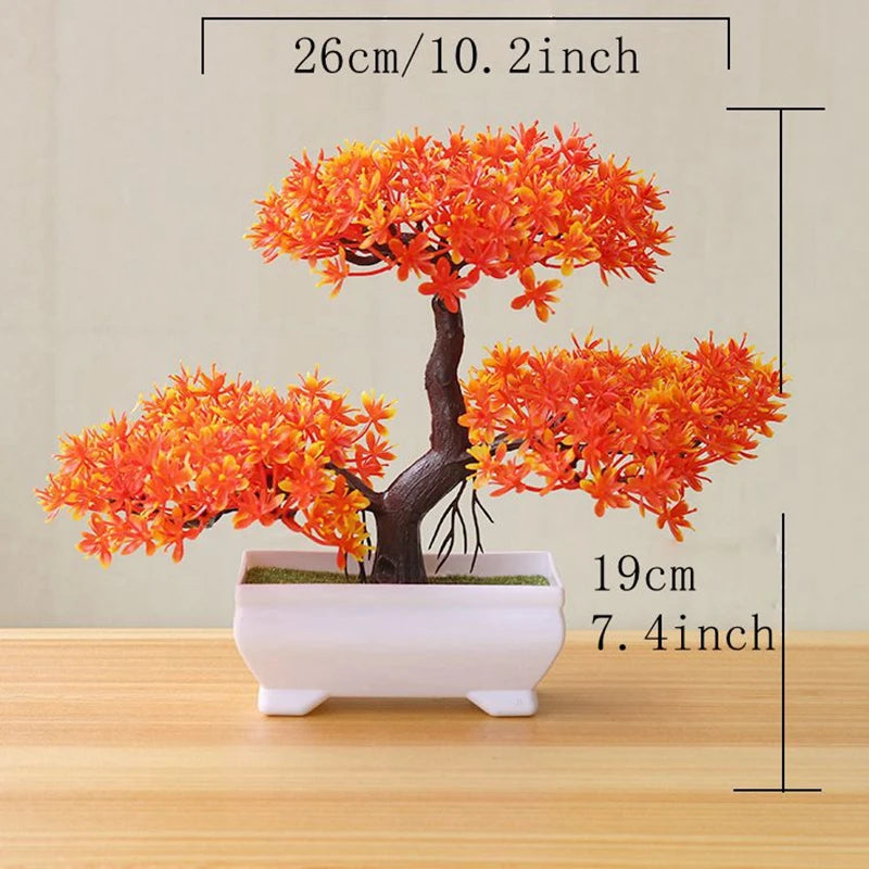 Bonsái Artificial Decorativo con Maceta Blanca — Planta Sintética para Hogar y Oficina