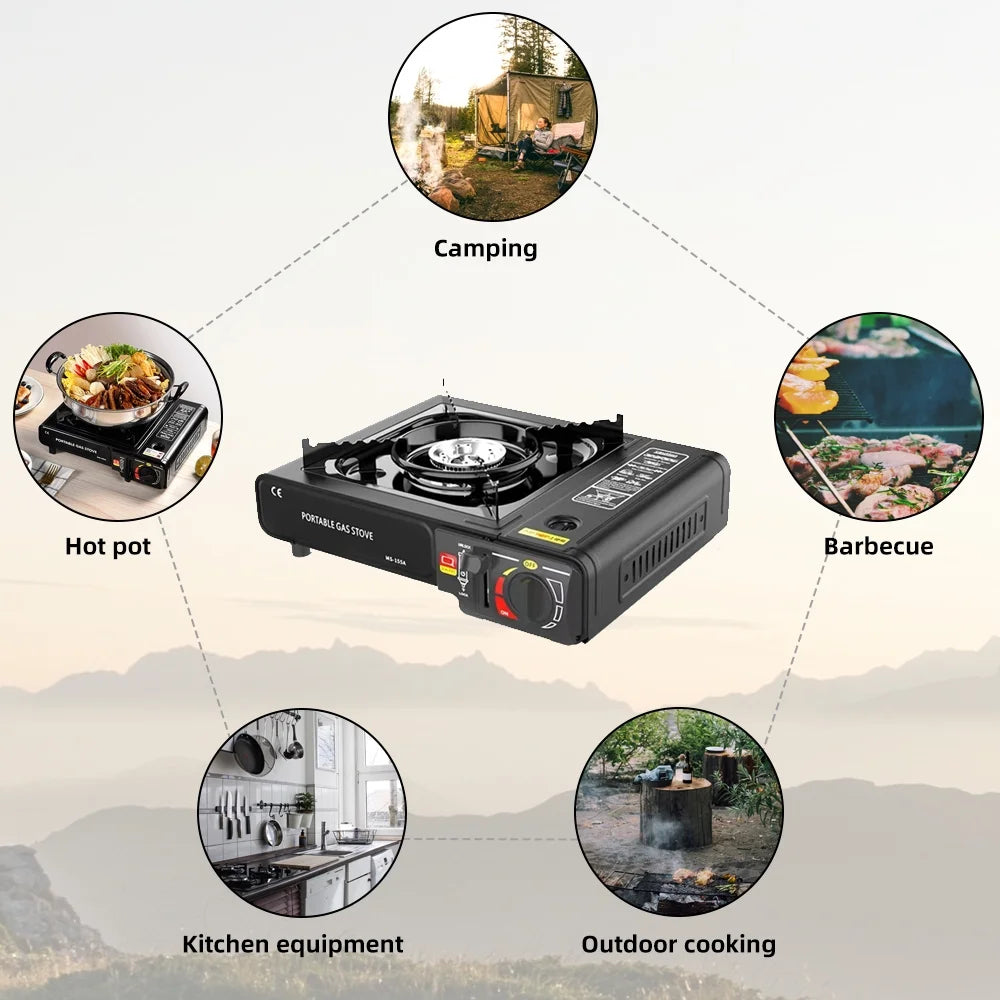 Horno portátil para exteriores con fuego ajustable, 2900W, unidad de cocina ligera, equipo de cocina para camping, barbacoa y cocina de olla caliente, con caja de almacenamiento.
