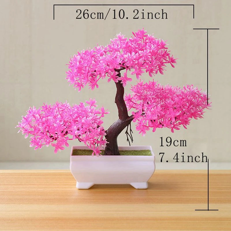 Bonsái Artificial Decorativo con Maceta Blanca — Planta Sintética para Hogar y Oficina