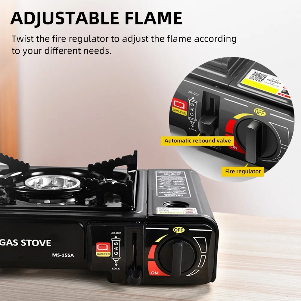 Horno portátil para exteriores con fuego ajustable, 2900W, unidad de cocina ligera, equipo de cocina para camping, barbacoa y cocina de olla caliente, con caja de almacenamiento.